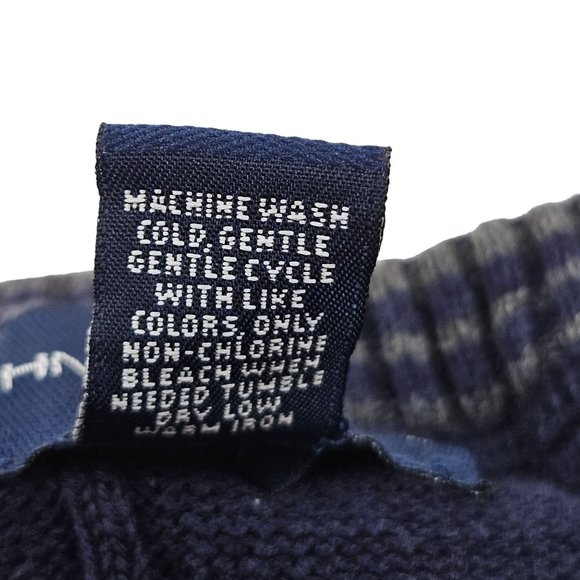 John Ashford Sweater Womens Size L Navy Cable Knit Cotton Round Neck Pull Over - Picture 5 of 7